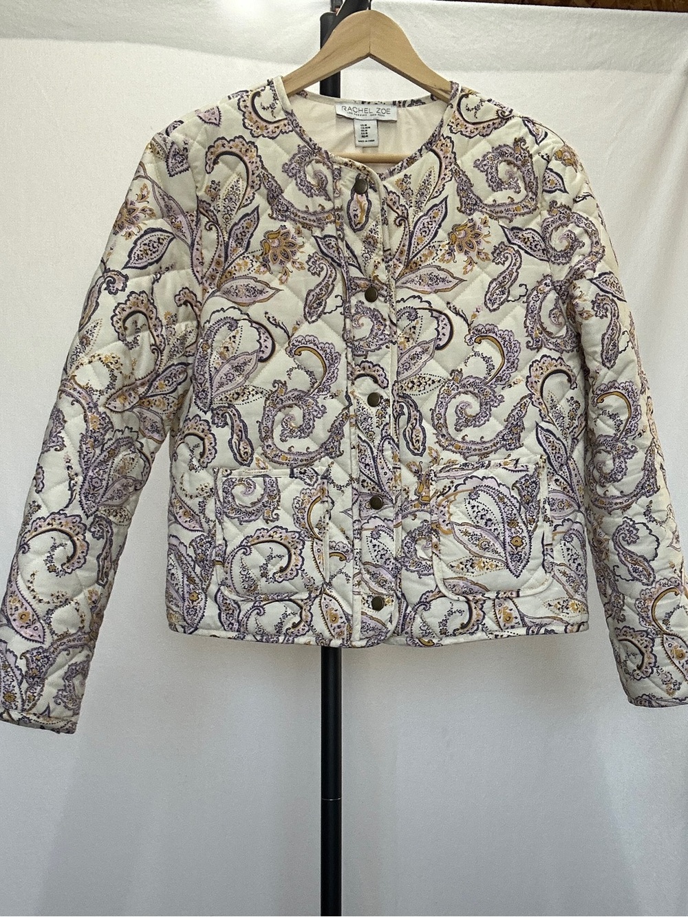 Rachel Zoe cotton quilted paisley floral spring summer jacket
